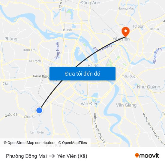 Phường Đồng Mai to Yên Viên (Xã) map