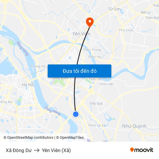 Xã Đông Dư to Yên Viên (Xã) map