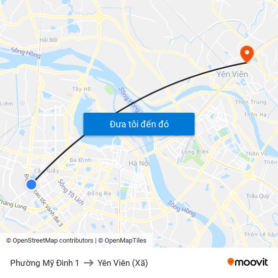Phường Mỹ Đình 1 to Yên Viên (Xã) map