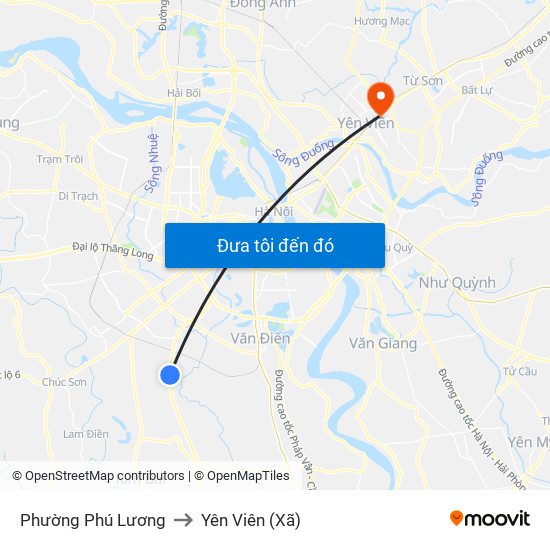 Phường Phú Lương to Yên Viên (Xã) map