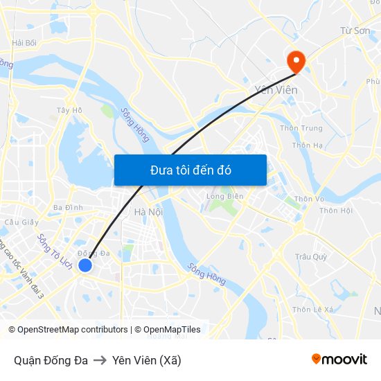 Quận Đống Đa to Yên Viên (Xã) map