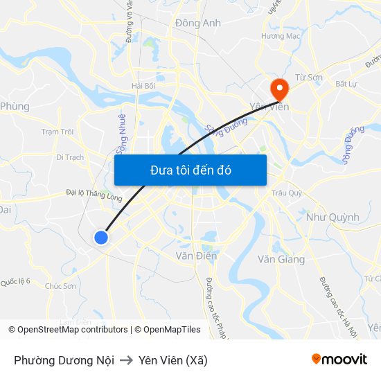 Phường Dương Nội to Yên Viên (Xã) map