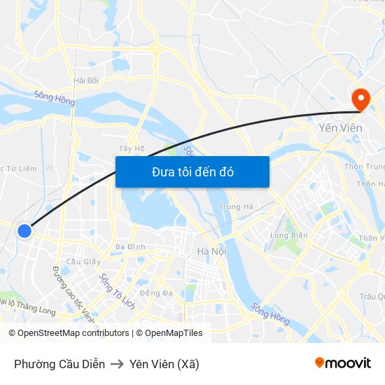 Phường Cầu Diễn to Yên Viên (Xã) map