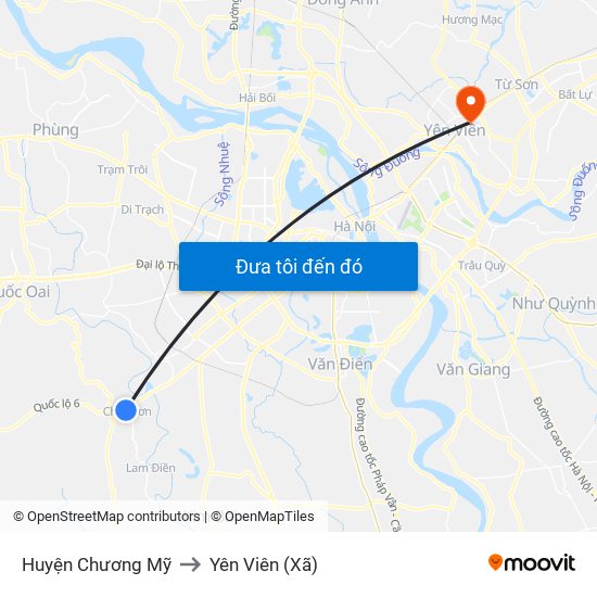 Huyện Chương Mỹ to Yên Viên (Xã) map