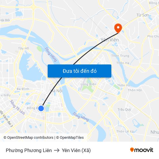 Phường Phương Liên to Yên Viên (Xã) map