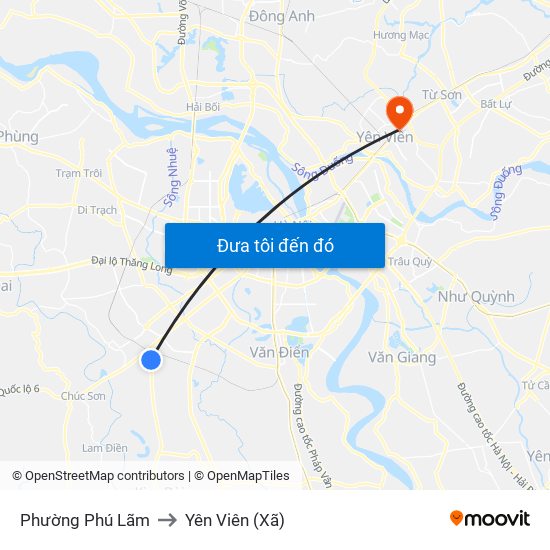 Phường Phú Lãm to Yên Viên (Xã) map