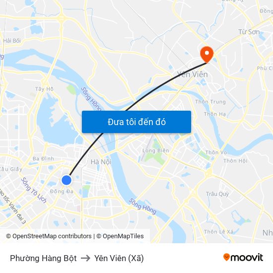 Phường Hàng Bột to Yên Viên (Xã) map