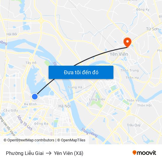 Phường Liễu Giai to Yên Viên (Xã) map