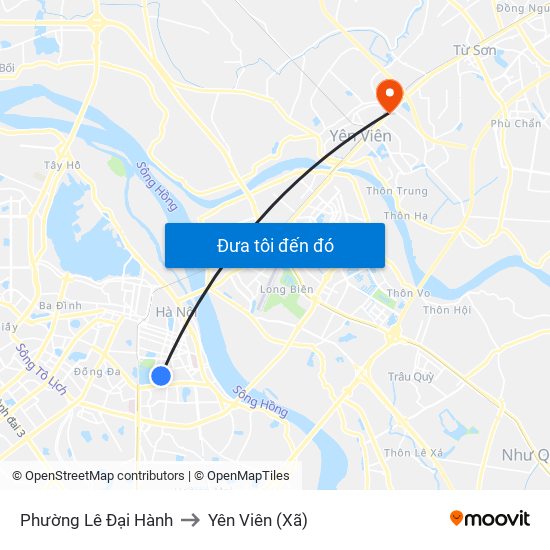 Phường Lê Đại Hành to Yên Viên (Xã) map