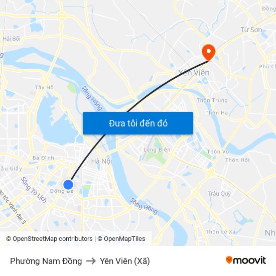 Phường Nam Đồng to Yên Viên (Xã) map
