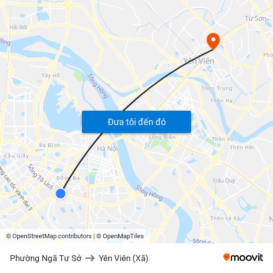 Phường Ngã Tư Sở to Yên Viên (Xã) map