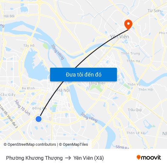 Phường Khương Thượng to Yên Viên (Xã) map