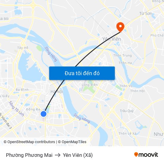 Phường Phương Mai to Yên Viên (Xã) map