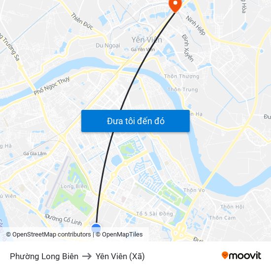 Phường Long Biên to Yên Viên (Xã) map