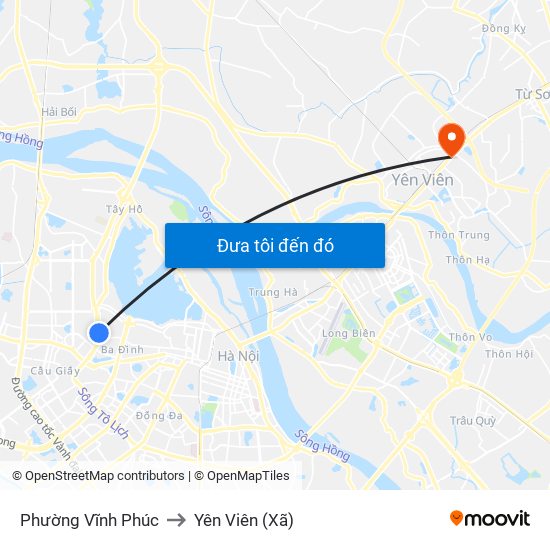 Phường Vĩnh Phúc to Yên Viên (Xã) map