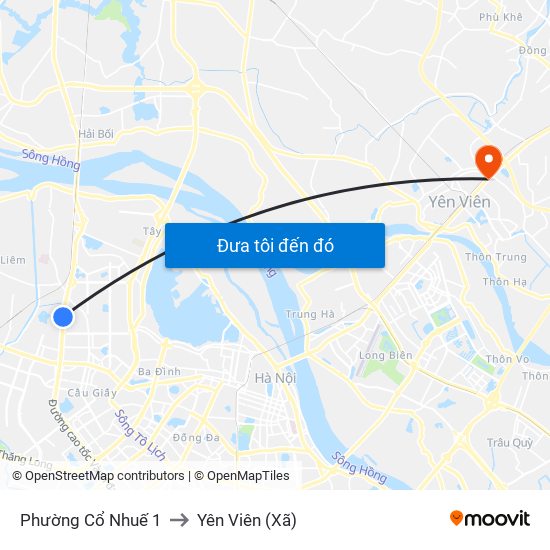 Phường Cổ Nhuế 1 to Yên Viên (Xã) map