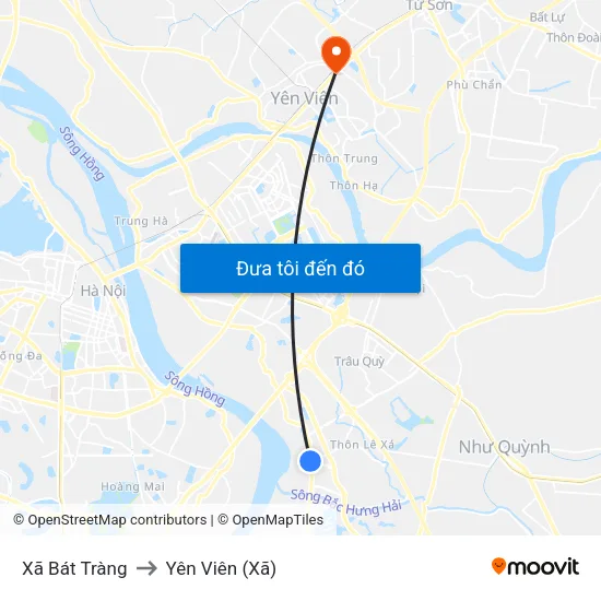 Xã Bát Tràng to Yên Viên (Xã) map