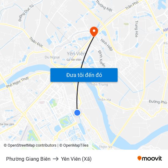 Phường Giang Biên to Yên Viên (Xã) map