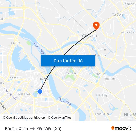 Bùi Thị Xuân to Yên Viên (Xã) map