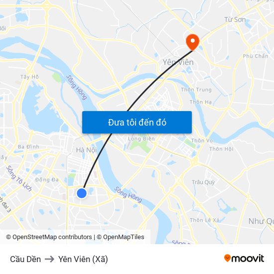 Cầu Dền to Yên Viên (Xã) map