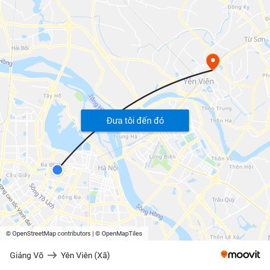 Giảng Võ to Yên Viên (Xã) map