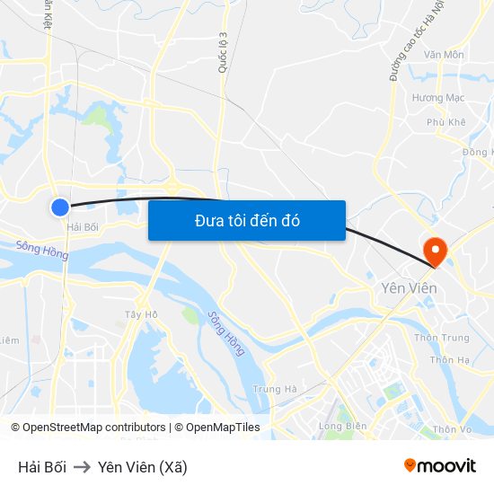 Hải Bối to Yên Viên (Xã) map