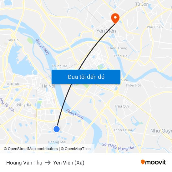 Hoàng Văn Thụ to Yên Viên (Xã) map