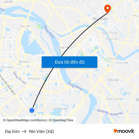 Đại Kim to Yên Viên (Xã) map