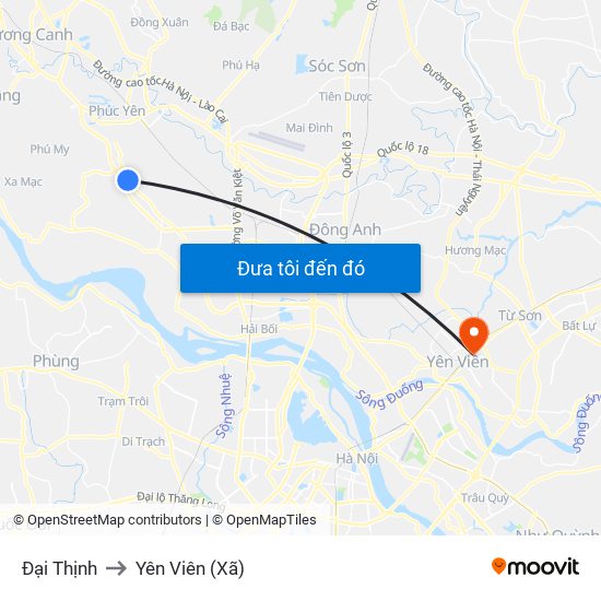 Đại Thịnh to Yên Viên (Xã) map