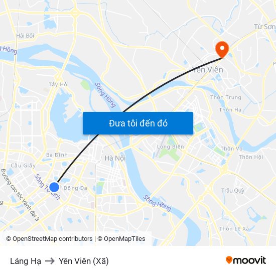 Láng Hạ to Yên Viên (Xã) map