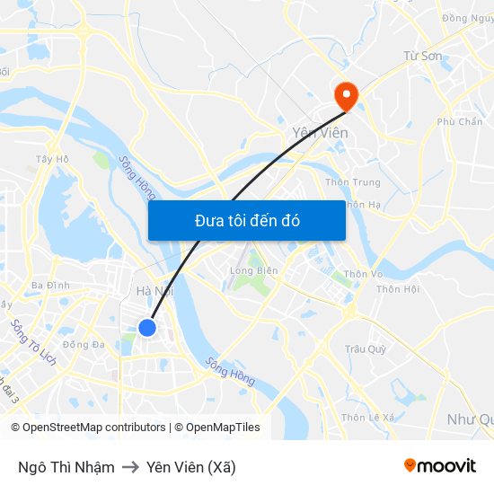Ngô Thì Nhậm to Yên Viên (Xã) map