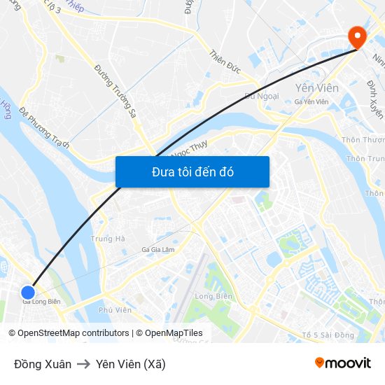Đồng Xuân to Yên Viên (Xã) map