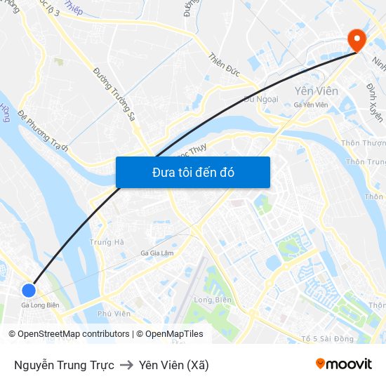 Nguyễn Trung Trực to Yên Viên (Xã) map