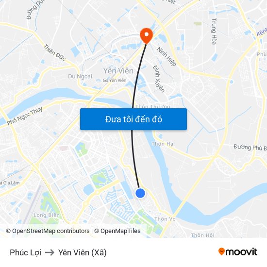 Phúc Lợi to Yên Viên (Xã) map