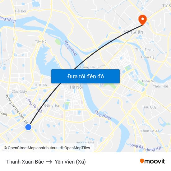 Thanh Xuân Bắc to Yên Viên (Xã) map