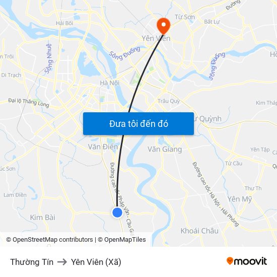 Thường Tín to Yên Viên (Xã) map