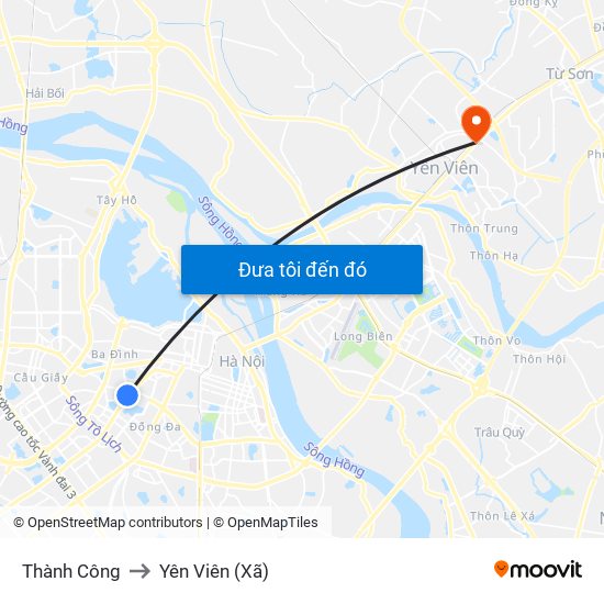 Thành Công to Yên Viên (Xã) map