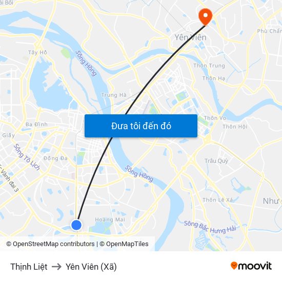 Thịnh Liệt to Yên Viên (Xã) map