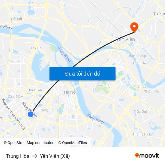 Trung Hòa to Yên Viên (Xã) map