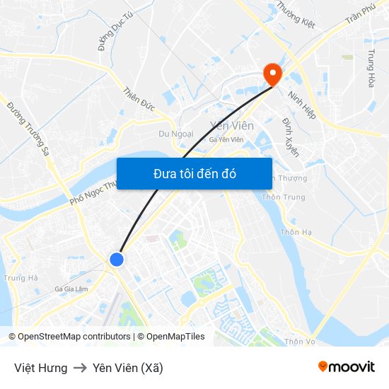 Việt Hưng to Yên Viên (Xã) map