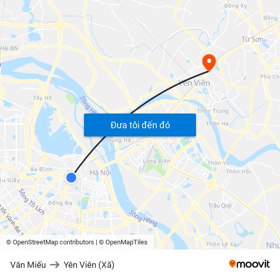 Văn Miếu to Yên Viên (Xã) map