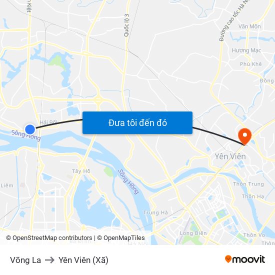Võng La to Yên Viên (Xã) map