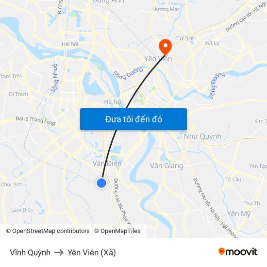 Vĩnh Quỳnh to Yên Viên (Xã) map