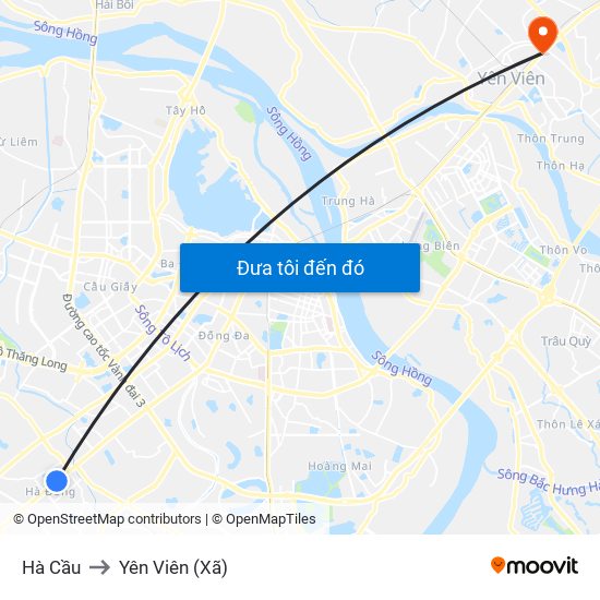 Hà Cầu to Yên Viên (Xã) map