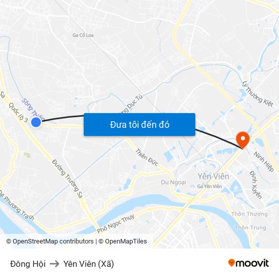 Đông Hội to Yên Viên (Xã) map
