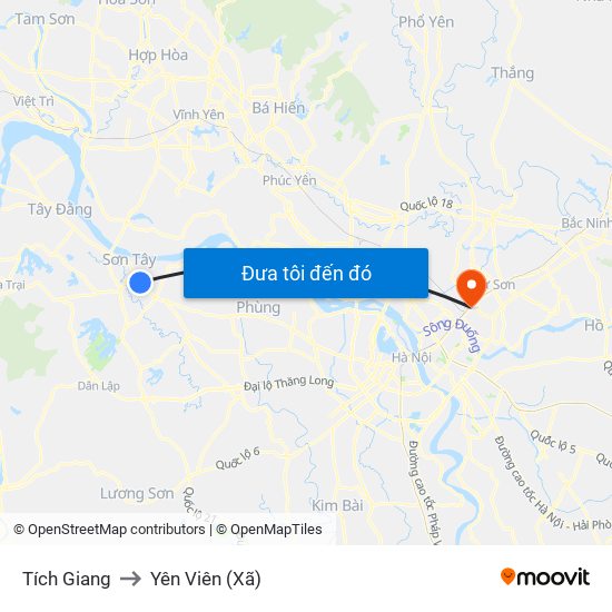 Tích Giang to Yên Viên (Xã) map