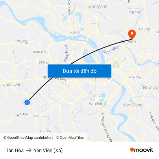Tân Hòa to Yên Viên (Xã) map