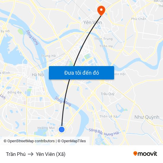 Trần Phú to Yên Viên (Xã) map