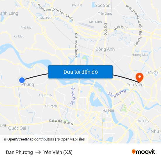 Đan Phượng to Yên Viên (Xã) map
