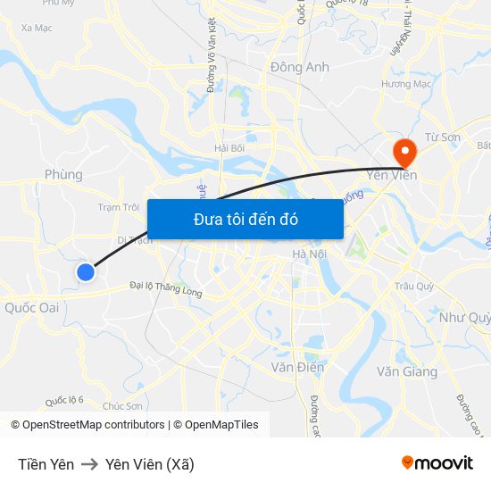 Tiền Yên to Yên Viên (Xã) map